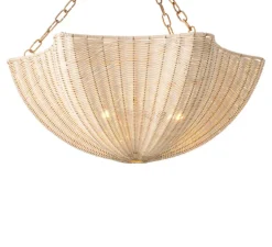 Lustre, Los Palmos, rotin, laiton vintage, Ø81cm, H77cm - Eichholtz