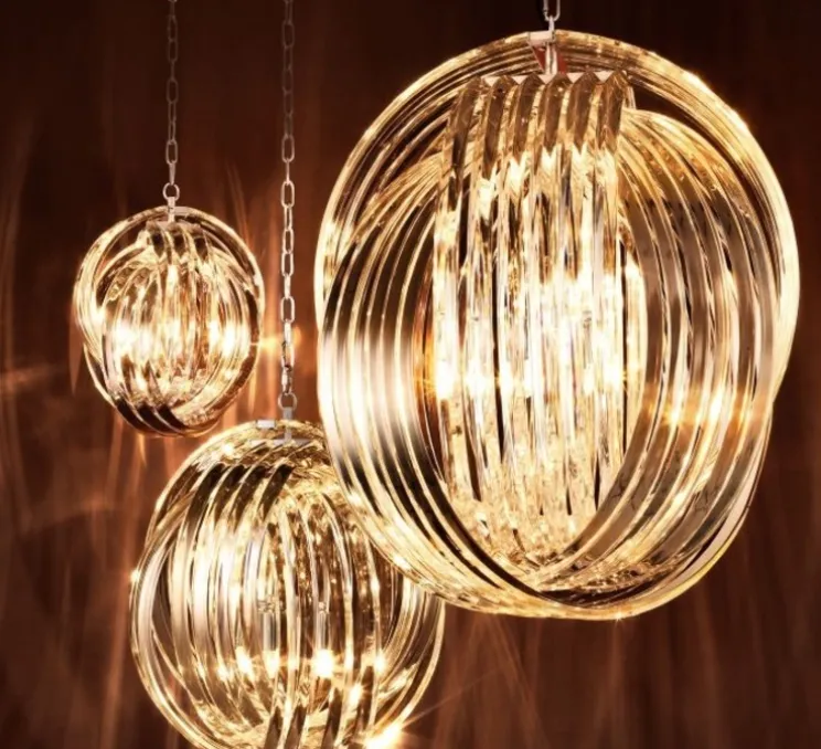 Lustre, Marco Polo M, transparent, nickel, Ø50cm, H64cm - Eichholtz