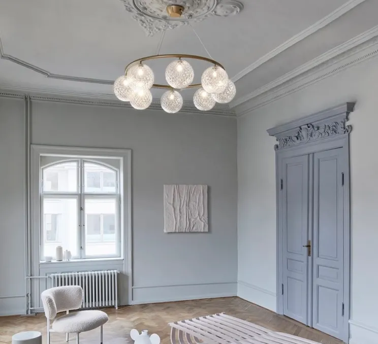 Lustre, Miira 8 Circular, Laiton, transparent, Ø100cm, H20cm - Nuura