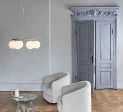 Lustre, Miira 6 Circular, laiton, verre opalin, Ø80cm, H20cm - Nuura