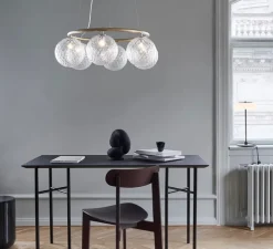 Lustre, Miira 6 Circular, Laiton, transparent, Ø80cm, H20cm - Nuura