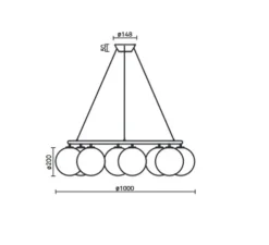 Lustre, Miira 8 Circular, laiton, verre opalin, Ø100cm, H20cm - Nuura