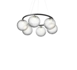 Lustre, Miira 6 Circular, noir, transparent, Ø80cm, H20cm - Nuura