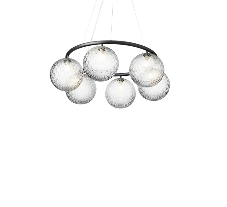 Lustre, Miira 6 Circular, noir, transparent, Ø80cm, H20cm - Nuura