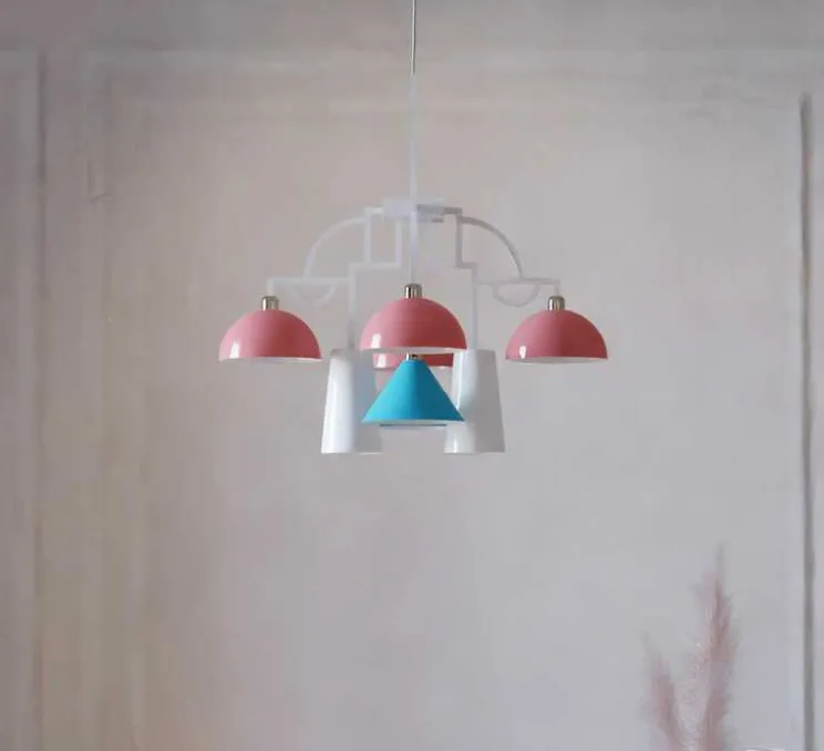 Lustre, Mya 8, Rouge hollandais, bleu vacances, blanc, Ø82cm, H78cm - MM Lampadari