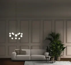 Lustre, NABILA-552.12, IP40, noir et laiton, Ø102cm, H40cm - Tooy