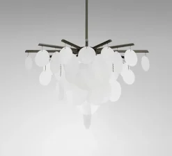 Lustre, Nimbus medium, bronze, verre opalin, Ø119cm, H75cm - CTO lighting
