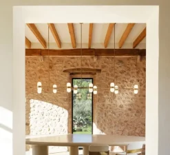 Lustre, Nuvol 10, laiton brossé, verre brillant, L270cm, H20cm - Contain