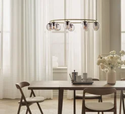 Lustre, Orb, gris fumé, laiton antique mat, Ø85cm, H18cm - Bolia