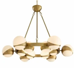 Lustre, Piazetta, laiton, blanc, Ø96cm, H73cm - Eichholtz