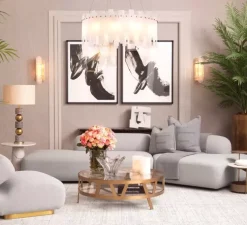 Lustre, Pizzorni, Albâtre, laiton antique, Ø85cm, H33cm - Eichholtz