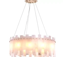 Lustre, Pizzorni, Albâtre, laiton antique, Ø85cm, H33cm - Eichholtz