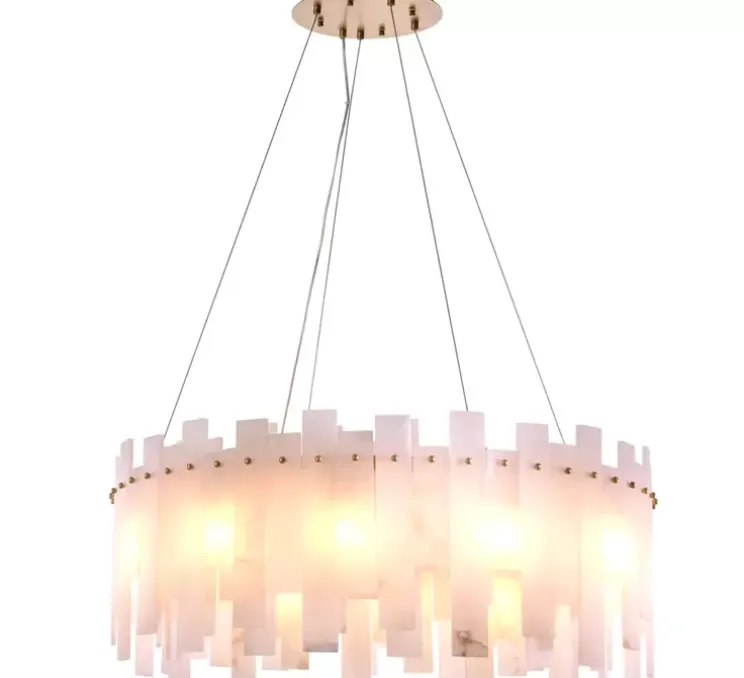 Lustre, Pizzorni, Albâtre, laiton antique, Ø85cm, H33cm - Eichholtz