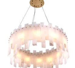 Lustre, Pizzorni, Albâtre, laiton antique, Ø85cm, H33cm - Eichholtz