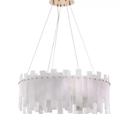 Lustre, Pizzorni, Albâtre, laiton antique, Ø85cm, H33cm - Eichholtz