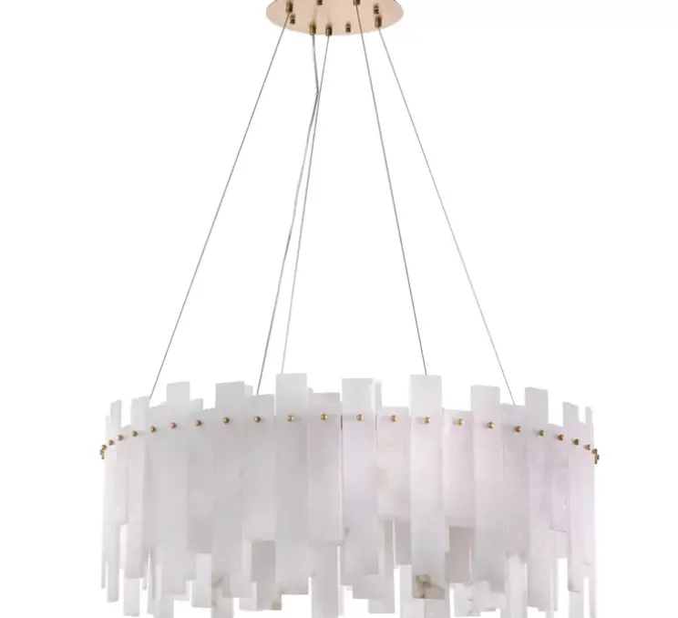 Lustre, Pizzorni, Albâtre, laiton antique, Ø85cm, H33cm - Eichholtz