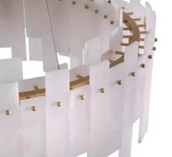 Lustre, Pizzorni, Albâtre, laiton antique, Ø85cm, H33cm - Eichholtz