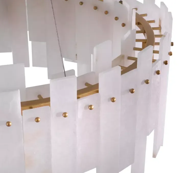 Lustre, Pizzorni, Albâtre, laiton antique, Ø85cm, H33cm - Eichholtz