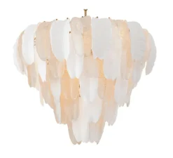 Lustre, Saint Lucia L, Verre texturé, blanc céramique, L81,5cm, H60cm - Eichholtz