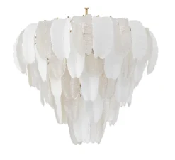 Lustre, Saint Lucia L, Verre texturé, blanc céramique, L81,5cm, H60cm - Eichholtz