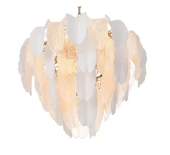 Lustre, Saint Lucia S, Verre texturé, blanc céramique, Ø60cm, H68cm - Eichholtz