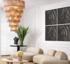 Lustre, Saint Roch XXL, verre fumé, laiton brossé, Ø116cm, H153cm - Eichholtz