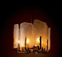 Lustre, Serrano, Verre, laiton vintage, L53cm, H42cm - Eichholtz