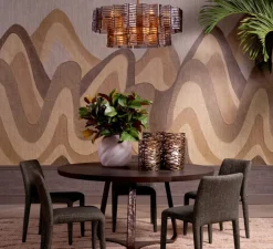 Lustre, Silvano, verre fumé, verre givré, laiton antique, Ø88cm, H30cm - Eichholtz