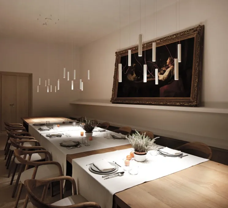 Lustre, Simbiosi, blanc mat, 2700K, 931lm, dim, Ø3cm, H16,5cm - Davide Groppi