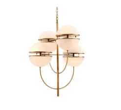 Lustre, Spiridon, laiton antique, verre opalin, Ø81cm, H107cm - Eichholtz