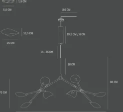 Lustre, Stingray, bronze, câble de 5m, L152cm, H70cm - 101 Copenhagen
