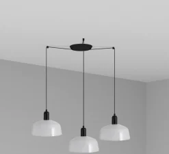 Lustre, Tatawin, 3 suspensions M, blanc, 3*Ø25cm, H100cm - Faro