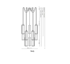 Lustre, Twiggy 18, blanc, cadre cuivré, Ø88cm, H230cm - DesignHeure