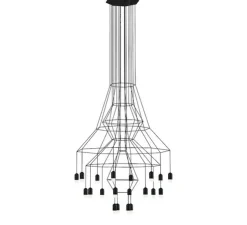 Lustre, Wireflow 0315, noir, LED, dim, DALI Push/ 1-10V, 2700K, 9805 lm, Ø120cm, H161cm - Vibia