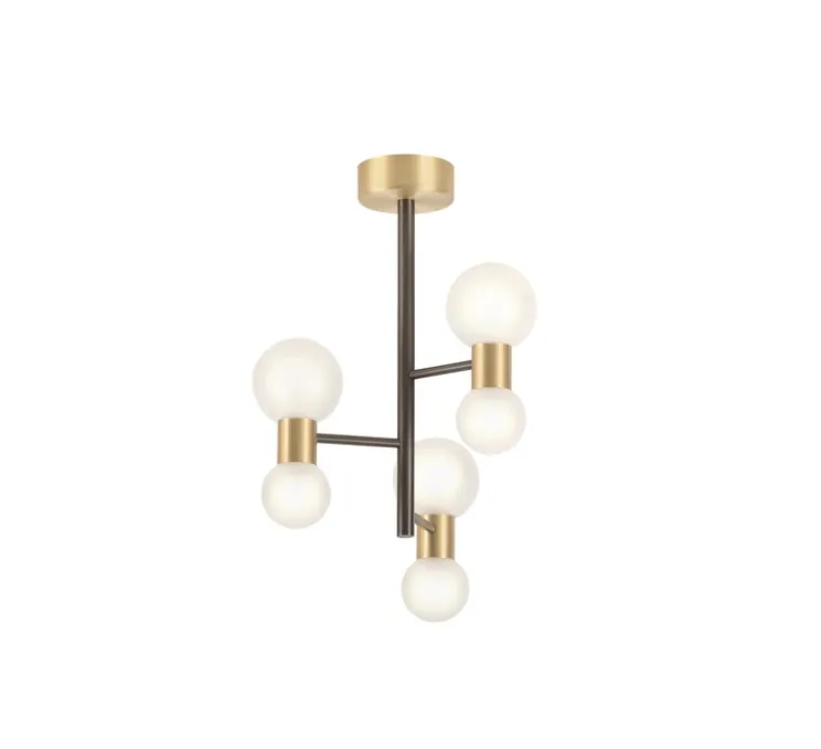 Lustre, Wool, laiton satiné, graphite satiné, Ø26cm, H44cm - Manufacture