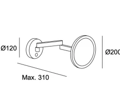 Objet lumineux, Vanity, noir, IP44, LED, dim, 3000k, 256 lm, Ø23cm, P34cm - LEDs C4