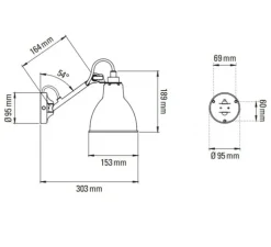PACK DUO, Applique murale, Lampe Gras N°104, noir, L15,3cm, H18,9cm - DCW éditions Paris