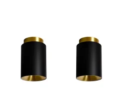 PACK DUO, Plafonnier, Tobo C85, noir, laiton, Ø8,5cm, H13cm - DCW éditions Paris