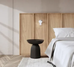 Panneau simple, Wallwood, droit, chêne + applique Beddy 01, blanc, pour tête de lit, 2700K, 475 lm, L40cm, H120cm - Studio Gazelles Editions