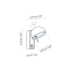 Panneau simple, Wallwood, droit, chêne + applique Beddy 01, blanc, pour tête de lit, 2700K, 475 lm, L40cm, H120cm - Studio Gazelles Editions