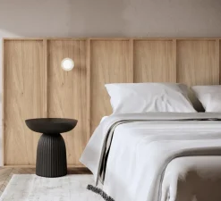 Panneau simple, Wallwood, droit + applique Janed, pour tête de lit, chêne et laiton, L40cm, H120cm - Studio Gazelles Editions