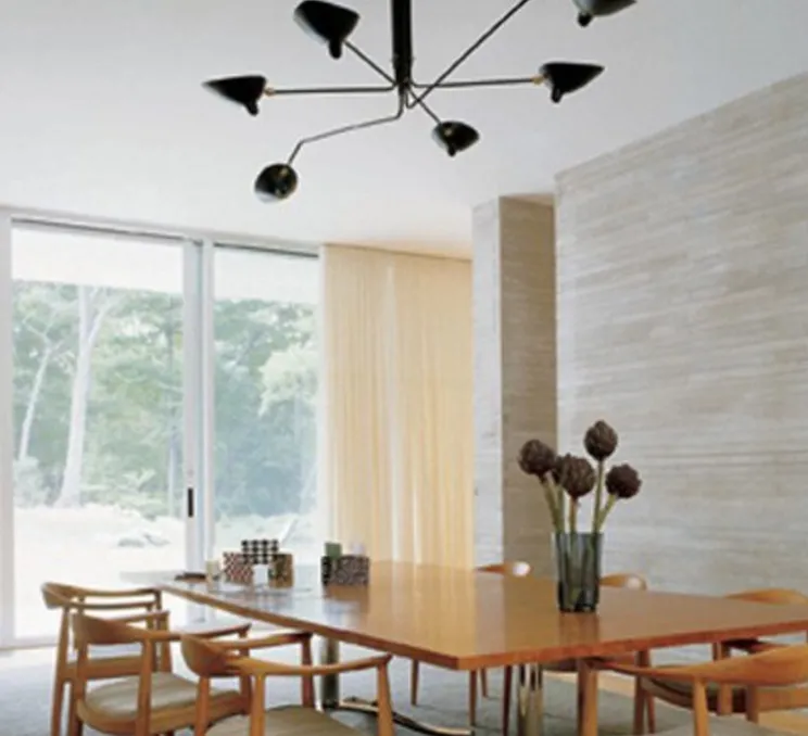 Plafonnier, 6 bras pivotants, noir, Ø271cm, H60cm - Serge Mouille