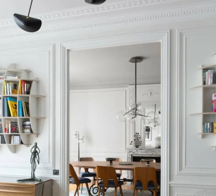 Plafonnier, 6 bras pivotants, noir, Ø271cm, H60cm - Serge Mouille