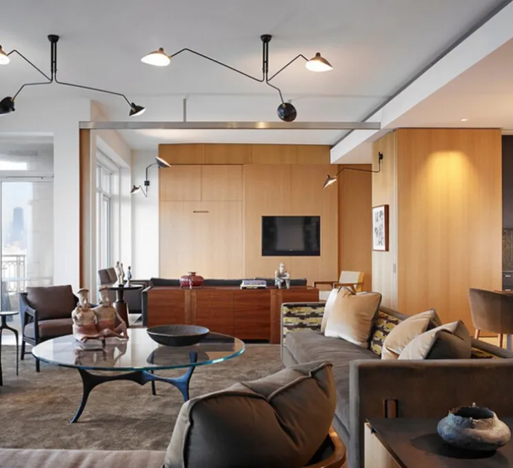 Plafonnier, 3 bras pivotants, noir, Ø135cm - Serge Mouille