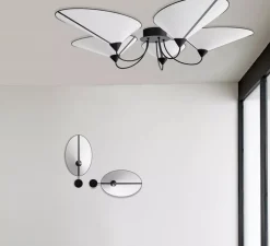 Plafonnier, 5 Grand Shield, blanc & noir, L180cm, H30cm - DesignHeure