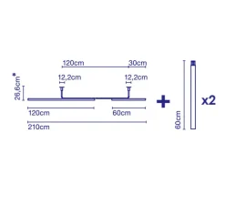 Plafonnier, Ambrosia 210, + 60cm, or mat, LED, 2700K, 2000lm, L210cm, H86,6cm - Marset