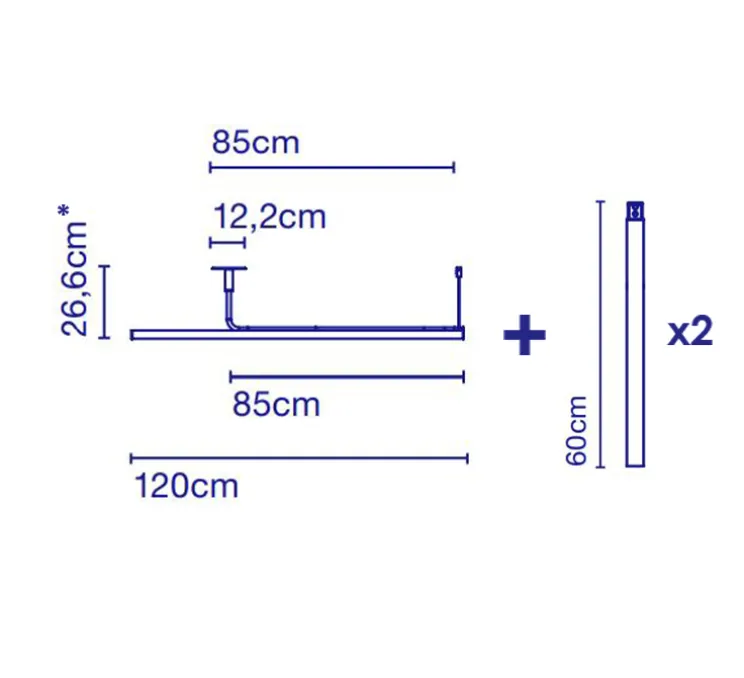 Plafonnier, Ambrosia 120, +60cm, noir, LED, 2700K, 1500lm, L120cm, H86,6cm - Marset