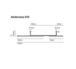 Plafonnier, Ambrosia 210, noir, LED, dim, 2700K, 3042 lm, L210cm, H26,6cm - Marset