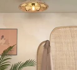 Plafonnier, Andros, naturel, blanc, Ø45cm, H8cm - Good&Mojo