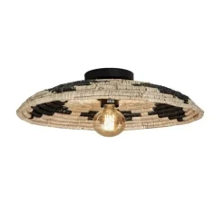Plafonnier, Andros, noir, naturel, blanc, Ø45cm, H8cm - Good&Mojo